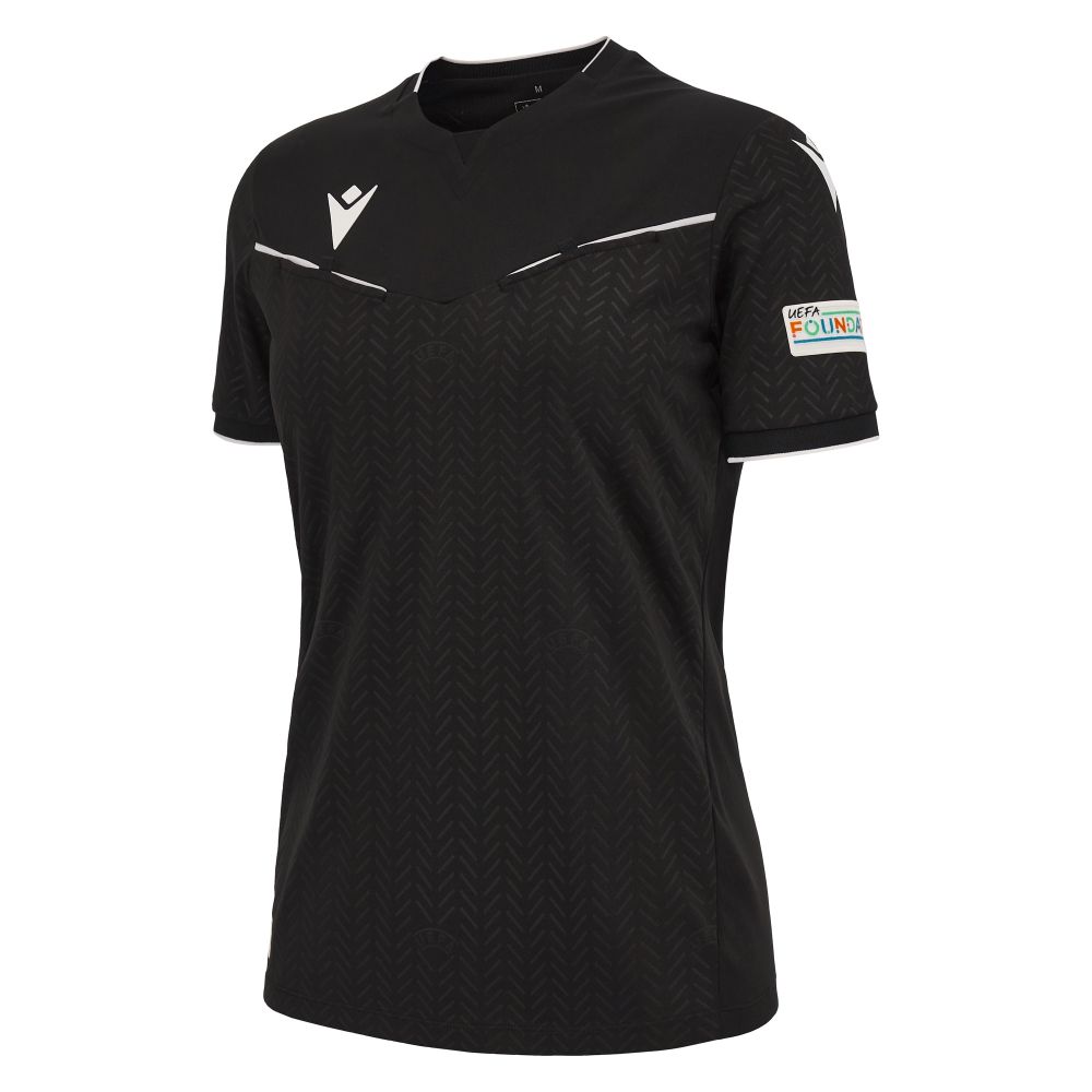 Macron Uefa ref 23/25 matchday woman shirt blk/wht ss | Image 1