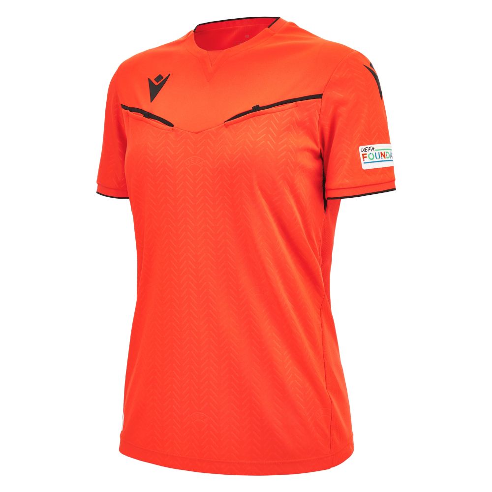 Macron Uefa ref 23/25 matchday woman shirt nred/blk ss | Image 1