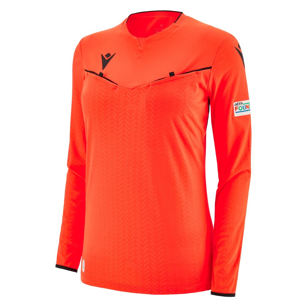 Macron Uefa ref 23/25 matchday woman shirt nred/blk ls | Image 1
