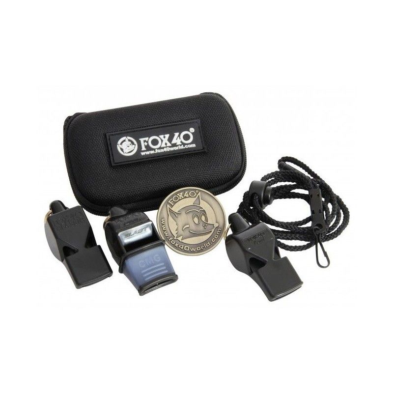 Macron Pack 3 silbatos fox40 con estuche y moneda partidos 3x3 | Imagen 1