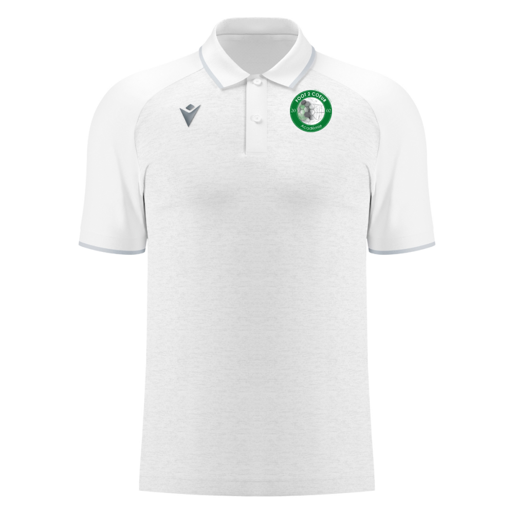 Macron Polo polyester aulos blanc logo sérigraphié | Image 1