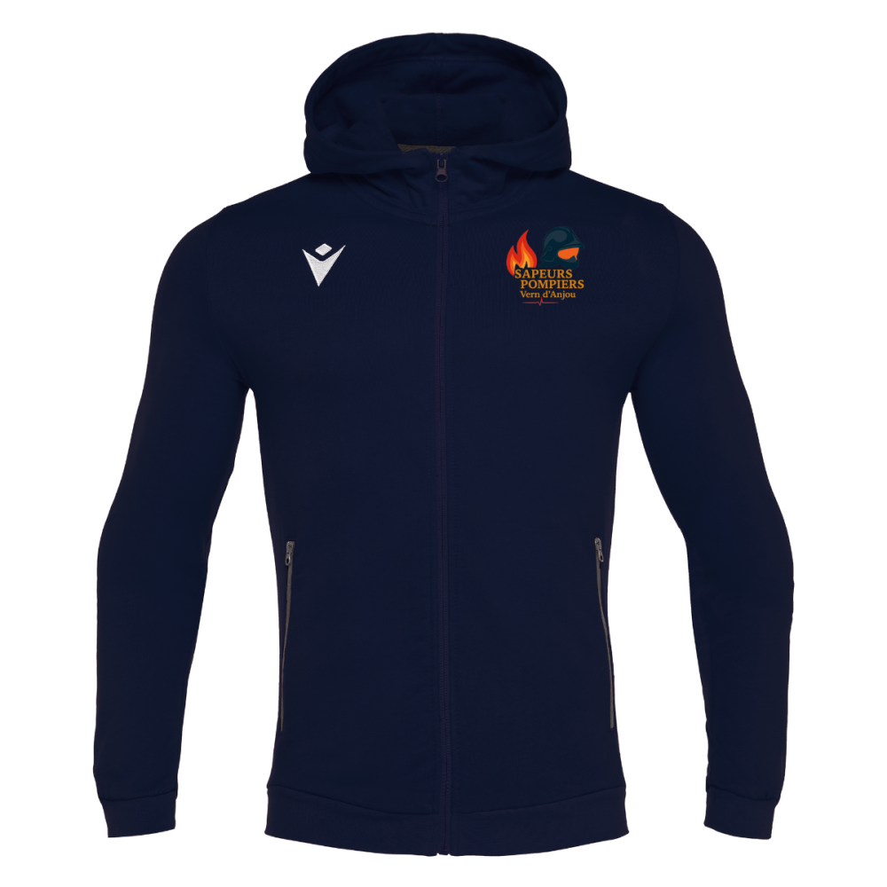 Macron Veste zippée coton capuche cello navy logo sérigraphié | Image 1