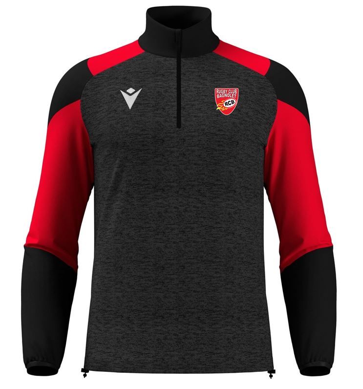 Macron Sweat 1/4 zip cuzco noir/rouge - logoté | Image 1