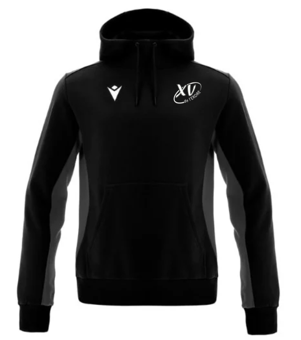 Macron Sweat capuche épais dance noir avec logo brodé | Image 1