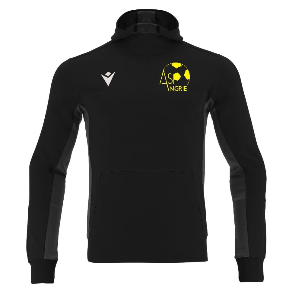 Macron Sweat capuche polyester electro noir avec logo club brodé | Image 1