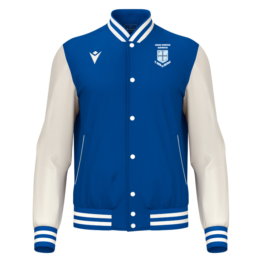 Macron Veste américaine fiddle bleu roi/blanc logo brodé | Image 1