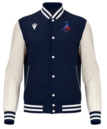 Macron Blouson américain fiddle navy, logo écriture dos brodés | Image 1