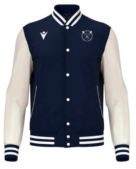 Macron Blouson américain fiddle bleu, logos brodés cœur et dos | Image 1