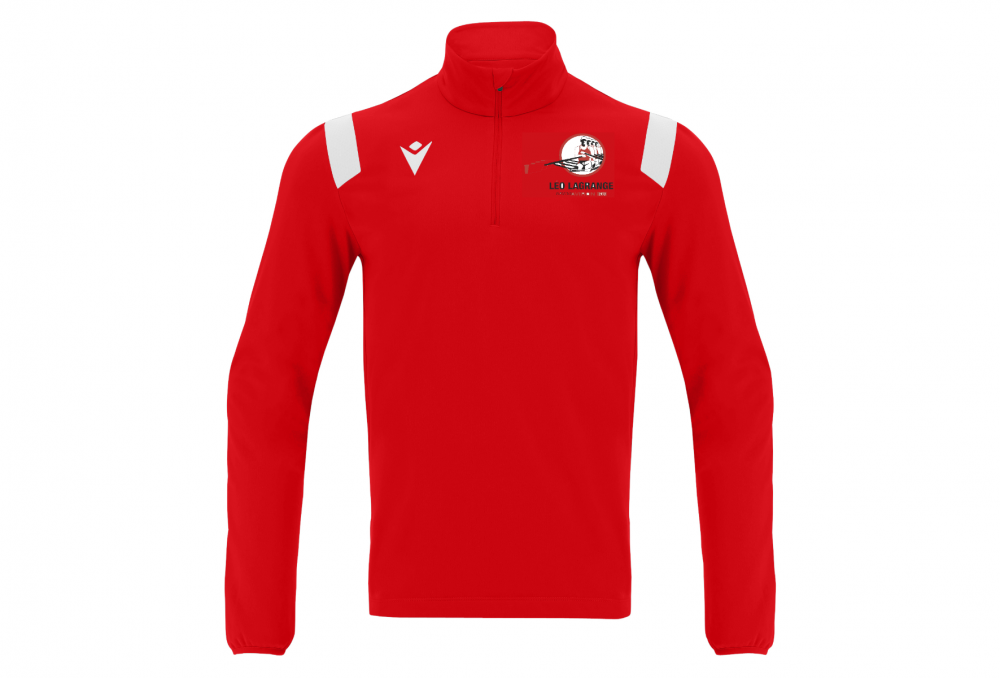 Macron Veste chaude d'aviron 1/4 zip gange rouge avec logo brodé | Image 1