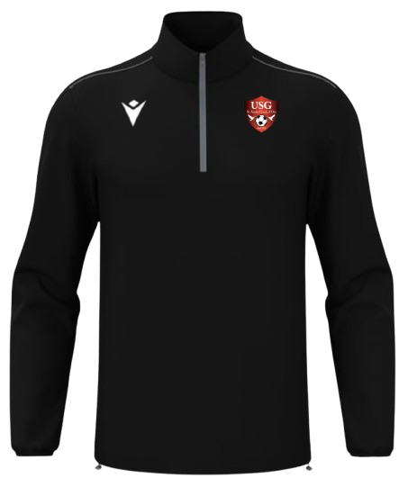 Macron Sweat 1/4 zip havel noir avec logo floqué | Image 1
