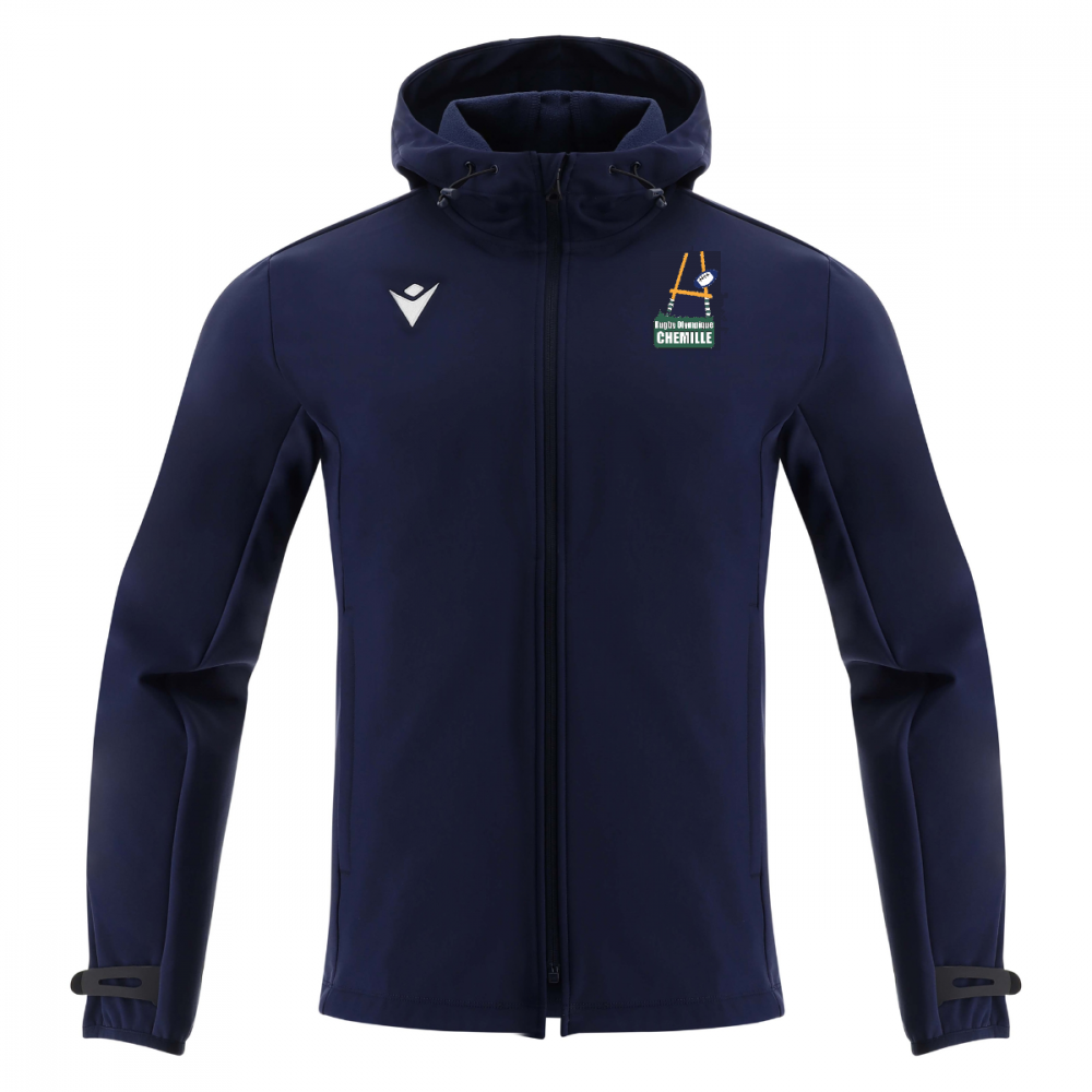Macron Soft-shell avec capuche himalaya bleu marine avec logo coeur brodé | Image 1