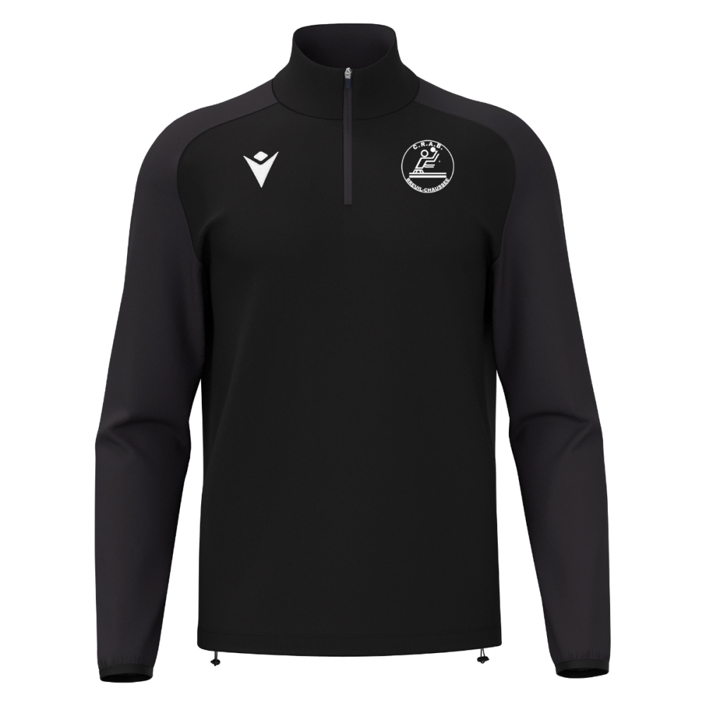 Macron Sweat 1/4 zip isen noir logo sérigraphié | Image 1