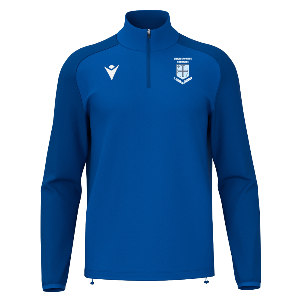 Macron Sweat 1/4 zip bleu roi logo brodé | Image 1