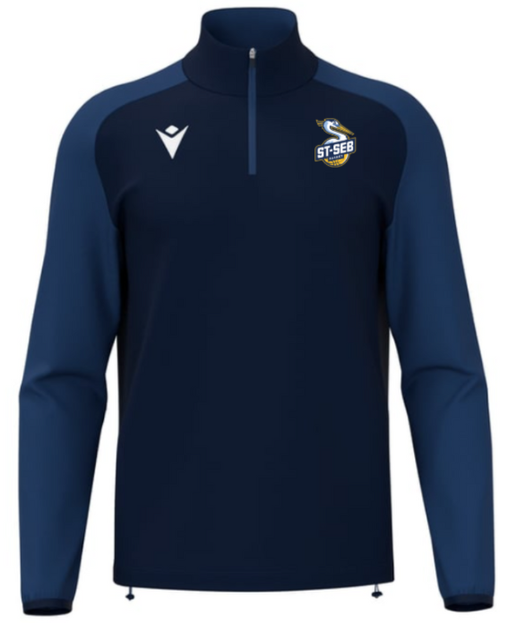 Macron 1/4 zip isen navy avec logo floqué | Image 1