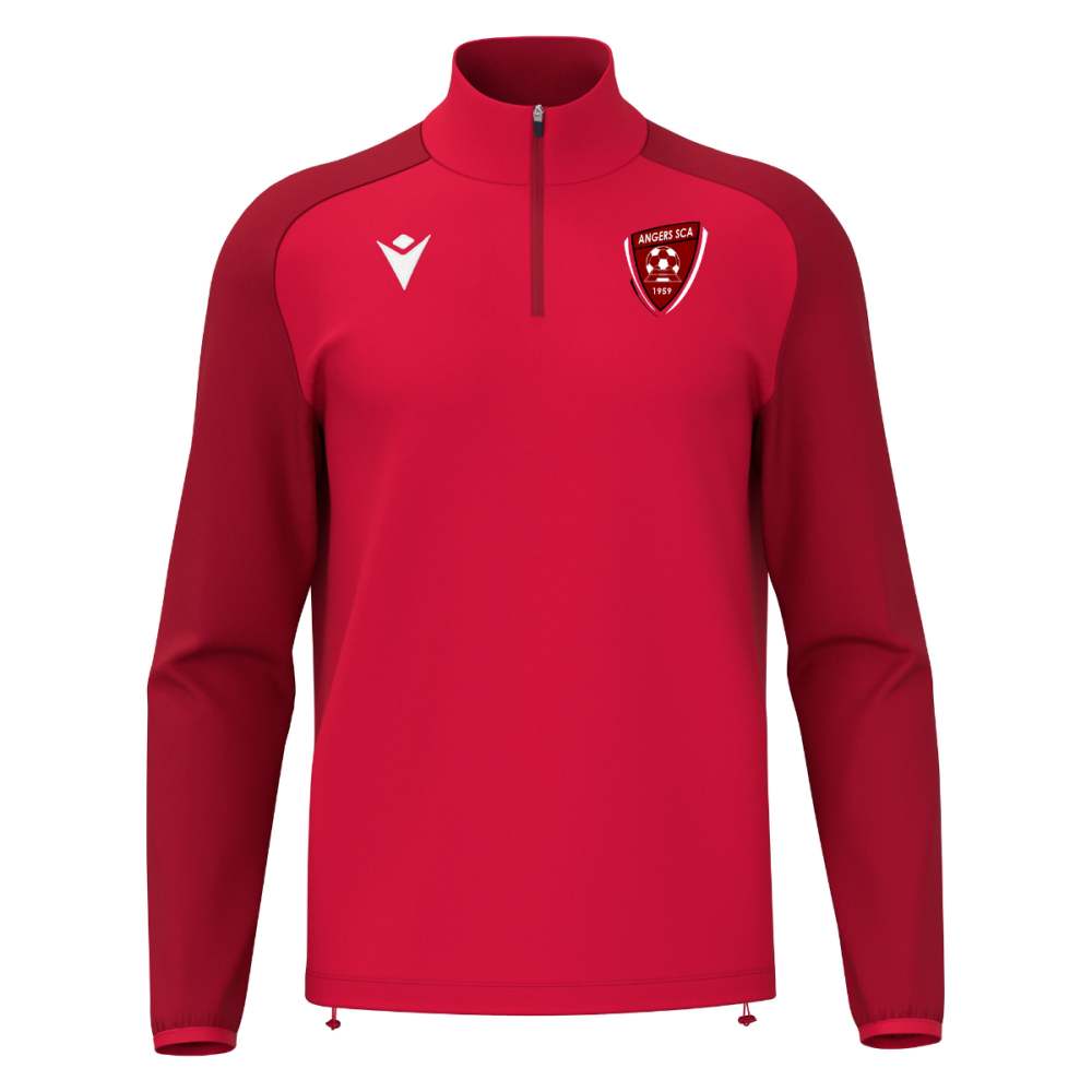 Macron Sweat 1/4 zip isen rouge logo sérigraphié | Image 1
