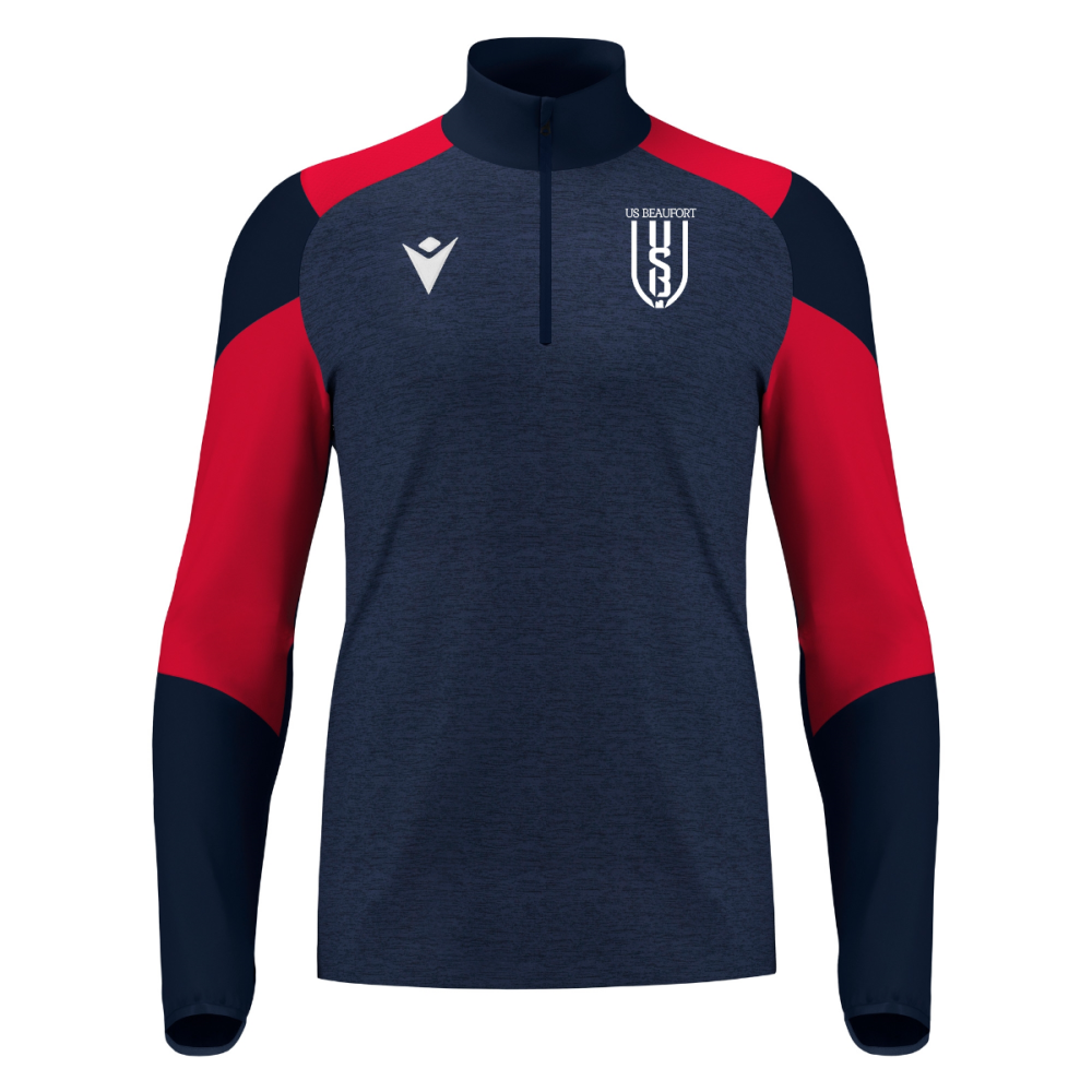 Macron Sweat 1/4 zip pro izel navy/rouge logo sérigraphié | Image 1