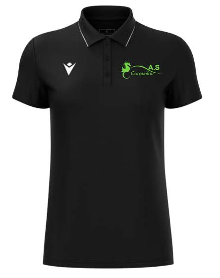 Macron Polo féminin polyester melody noir avec logo floqué | Image 1