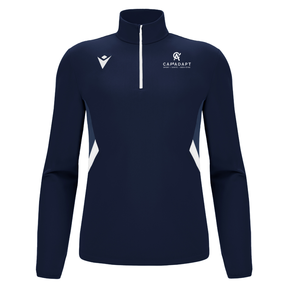 Macron Sweat 1/4 zip piave navy/blanc logo sérigraphié | Image 1