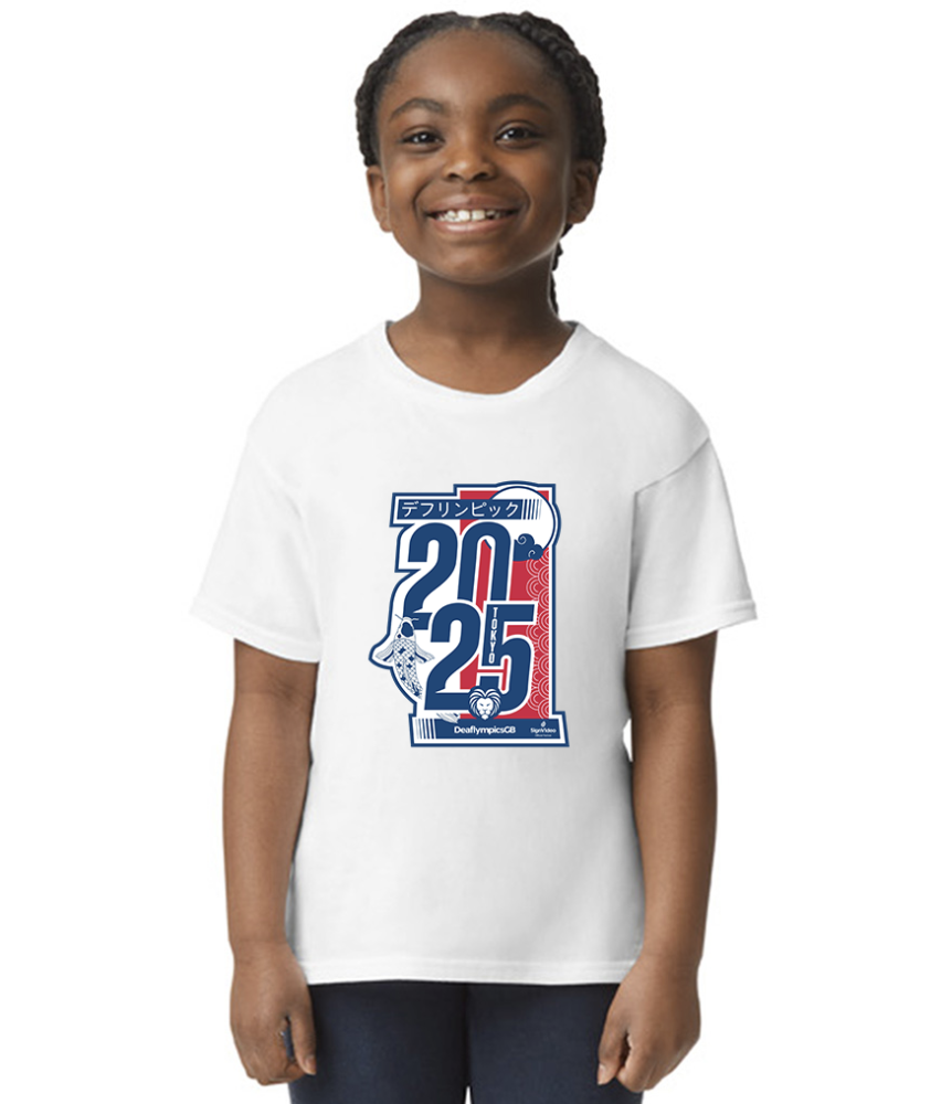 Macron Deaflympicsgb t shirt tokyo logo white kids | Image 1