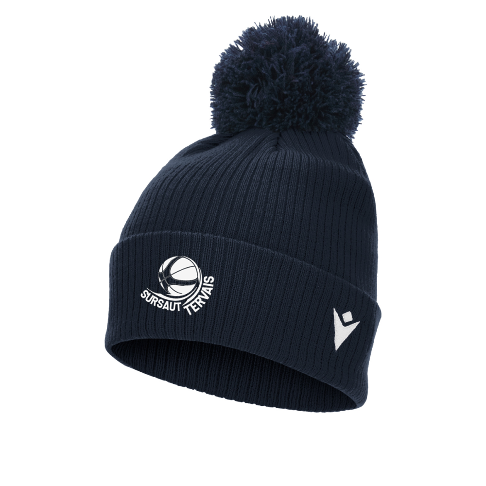 Macron Bonnet à pom pom snow navy logo brodé | Image 1