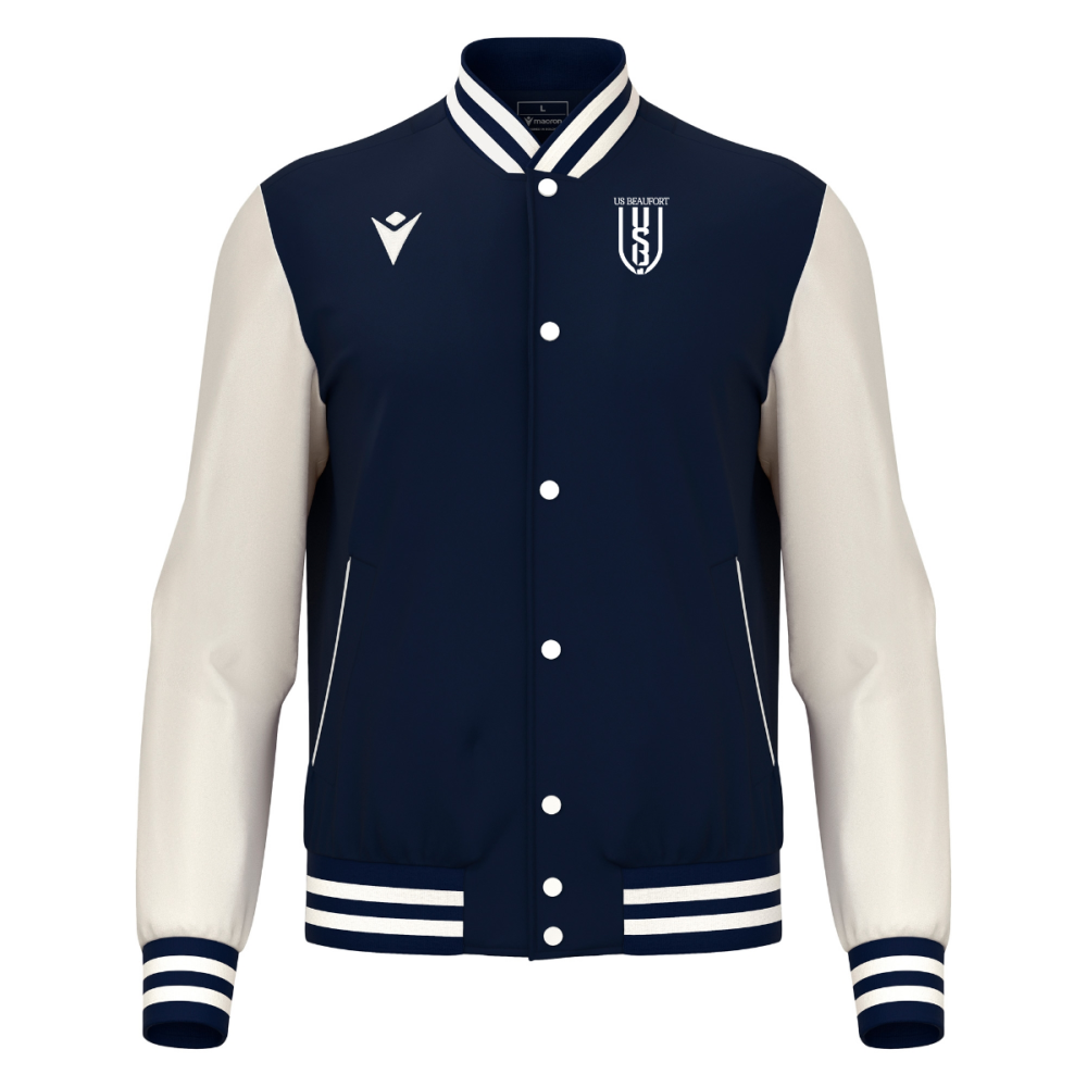 Macron Veste américaine fiddle marine blanc logo usb brodé | Image 1