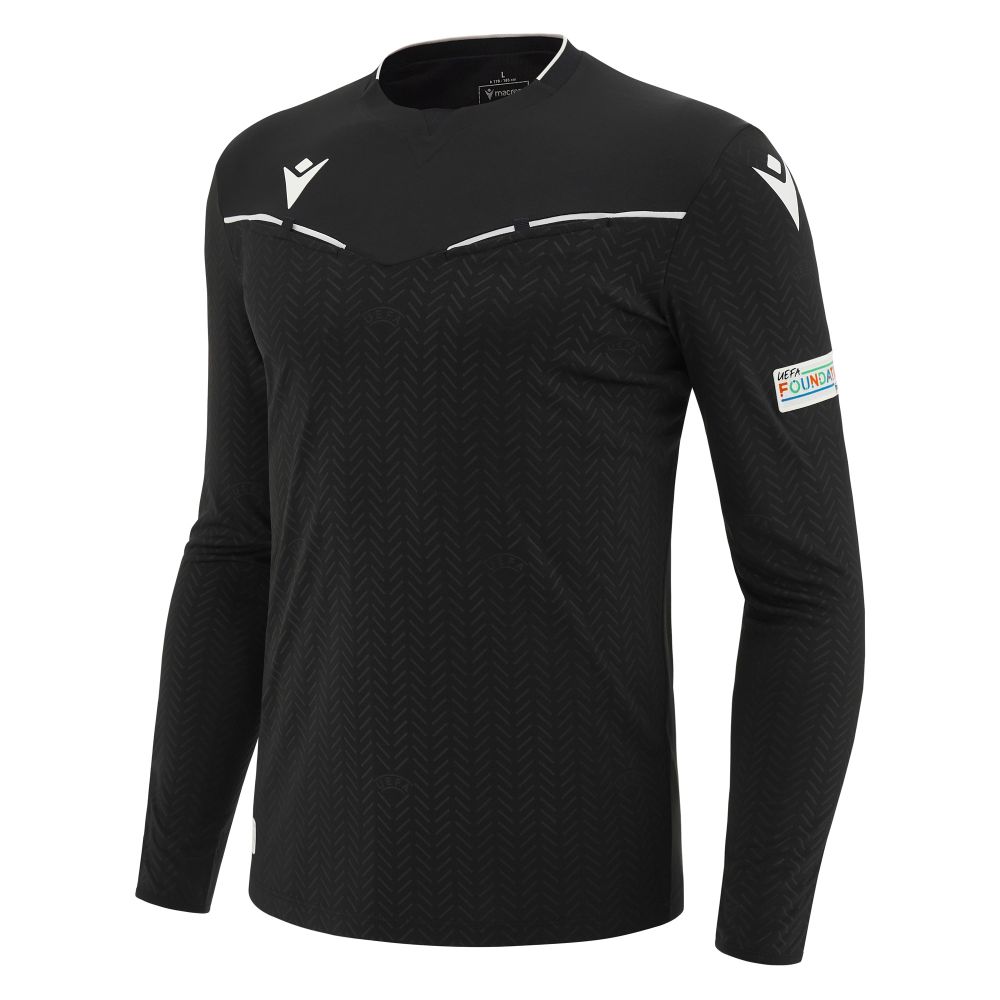 Macron Uefa ref 23/25 matchday man shirt blk/wht ls | Image 1
