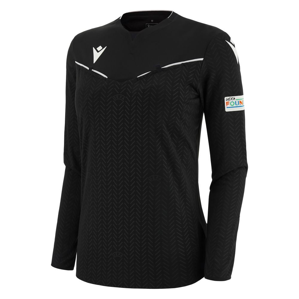 Macron Uefa ref 23/25 matchday woman shirt blk/wht ls | Image 1