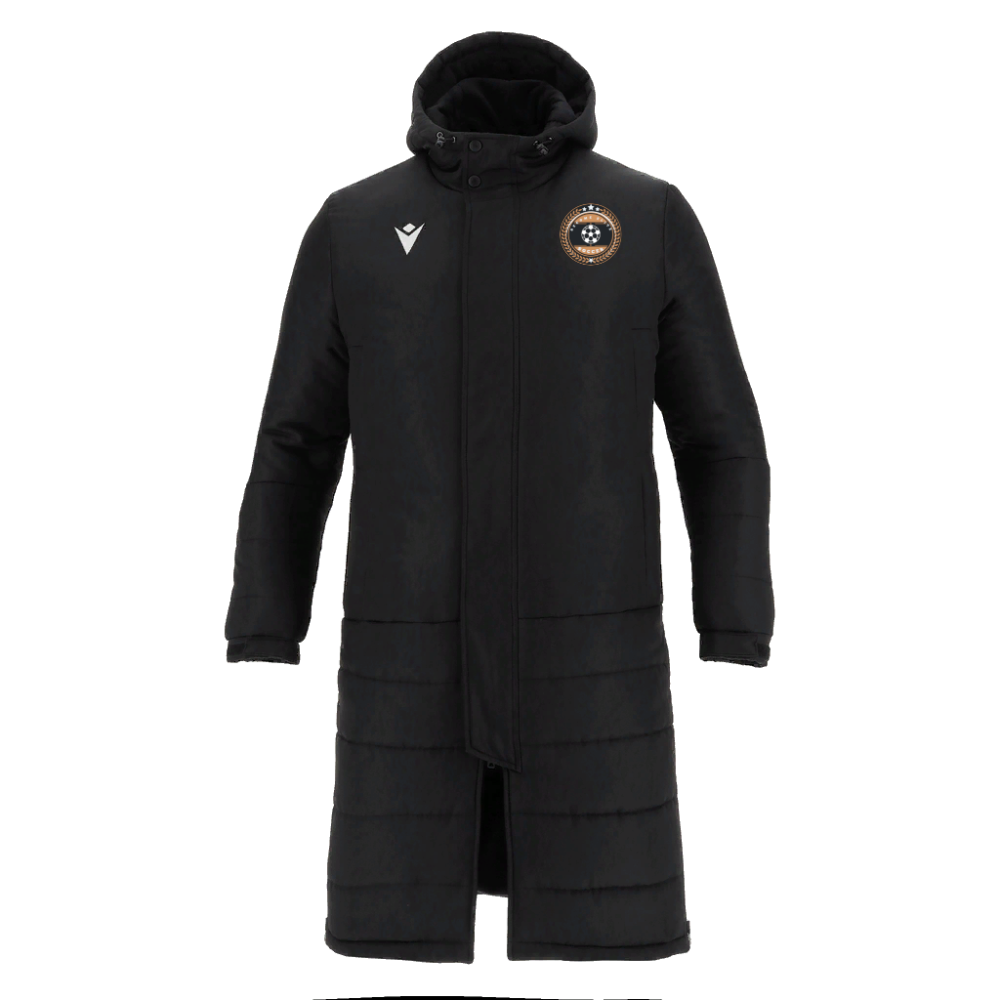 SHAREEFシャリーフ BENCH COAT GAMEOVER Turvey long bench jacket blk/ns | Become Elite Soccer 2026