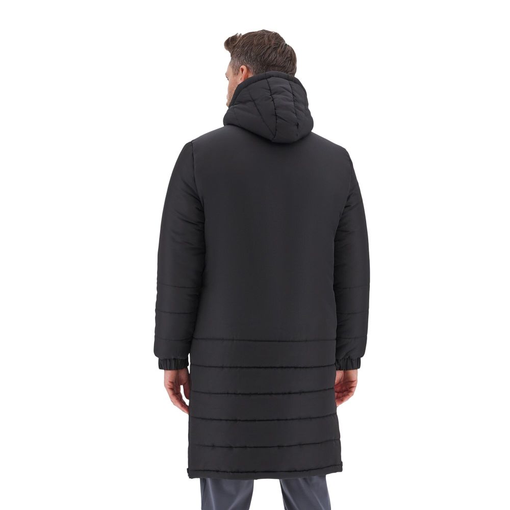 SHAREEFシャリーフ BENCH COAT GAMEOVER Turvey long bench jacket blk/ns | Become Elite Soccer 2026