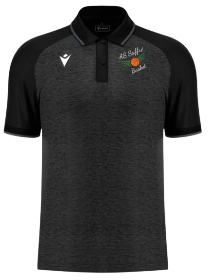 Macron Polo aulos noir avec logo floqué | Image 1