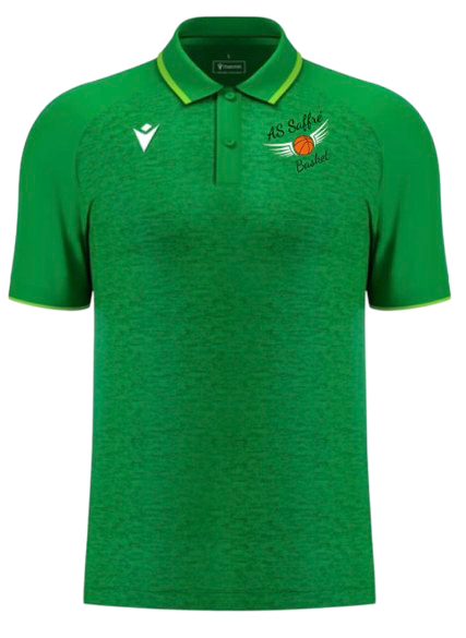 Macron Polo aulos vert avec logo floqué | Image 1