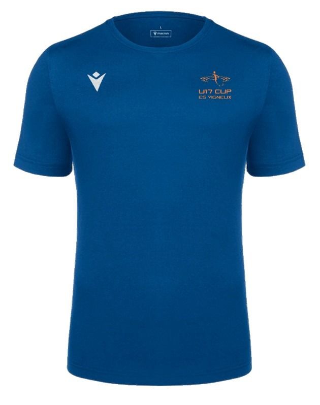 Macron Tee shirt boost éco bleu royal avec logo floqué | Image 1