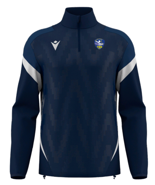 Macron 1/4 zip masculin hollow navy avec logo floqué | Image 1