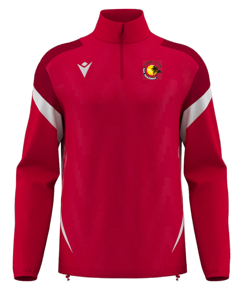 Macron 1/4 zip hollow rouge avec logo floqué | Image 1