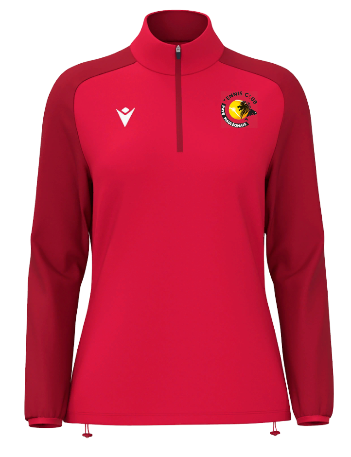 Macron 1/4 zip lena rouge avec logo floqué | Image 1