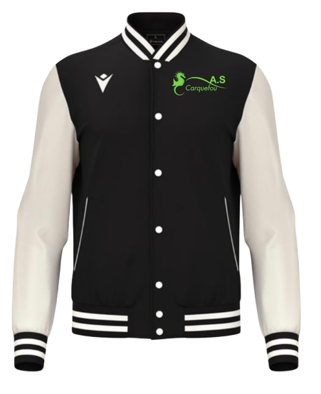Macron Blouson américain fiddle noir avec logo brodé | Image 1