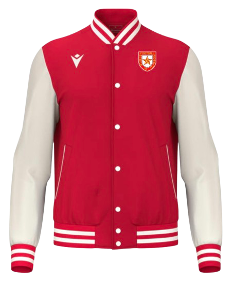Macron Blouson américain fiddle rouge avec écusson | Image 1