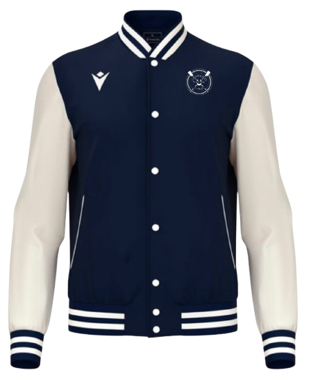 Macron Blouson américain fiddle bleu, logos brodés cœur et dos | Image 1