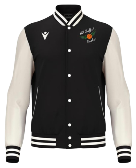Macron Blouson américain fiddle noir avec logo brodé | Image 1