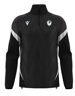 Macron Sweat 1/4 zip hollow noir et blanc avec écusson | Image 1
