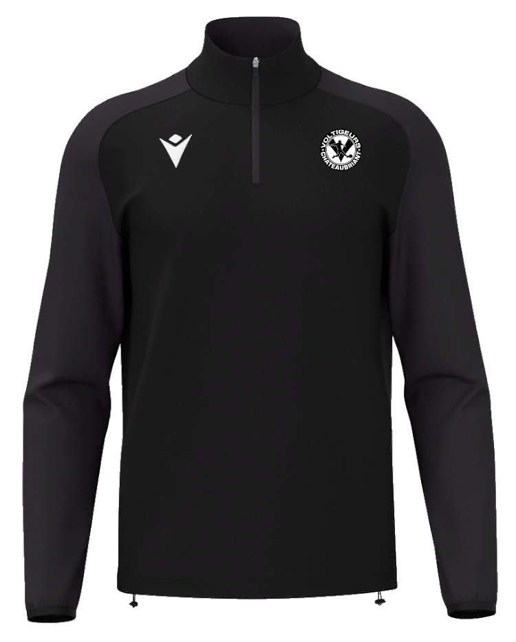 Macron Sweat isen 1/4 zip noir avec écusson | Image 1