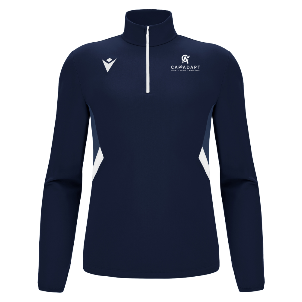 Macron Sweat 1/4 zip piave navy/blanc logo sérigraphié | Image 1