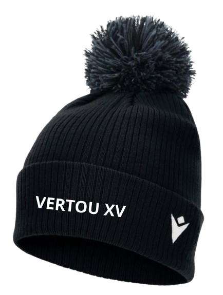 Macron Bonnet pompon snow noir avec écriture brodée | Image 1