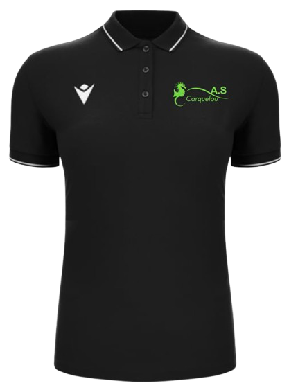 Macron Polo féminin en coton waltz noir avec logo brodé | Image 1