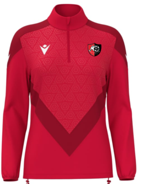 Sweat 1/4 zip  anora femme rouge avec logo brodé