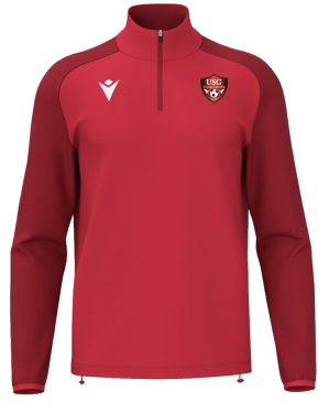 1/4 zip homme isen rouge avec écusson