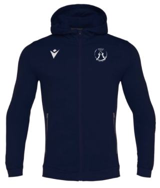 Veste zippé capuche en coton cello navy, logo brodé