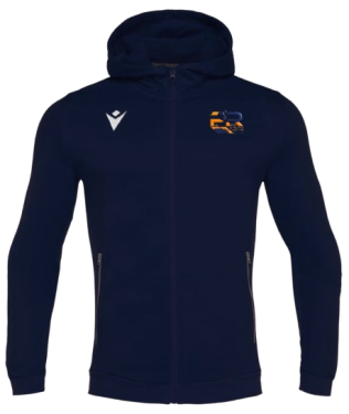 Veste zippée coton à capuche navy avec logo brodé