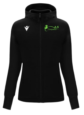 Veste capuche coton femme drum noire avec logo brodé