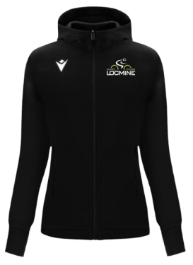 Veste capuche femme drum noire avec logo brodé